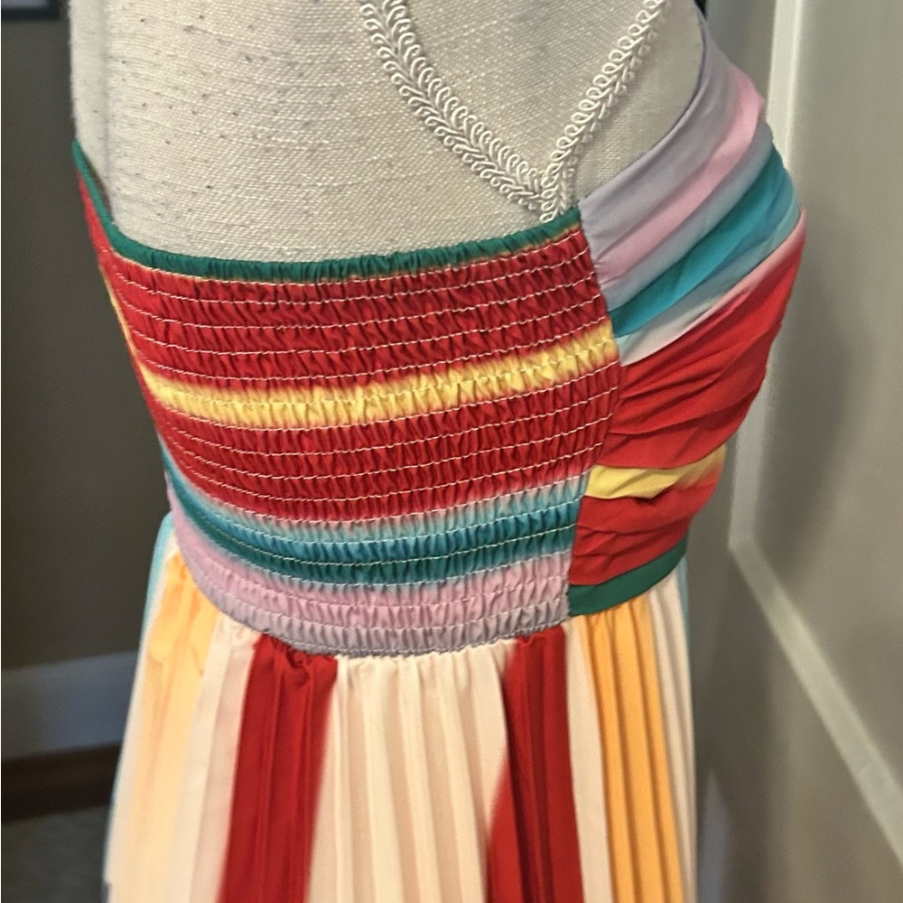 Womens Multicolor Strapless Maxi Dress by Flora size medium zips in back NWT - Picture 6 of 16